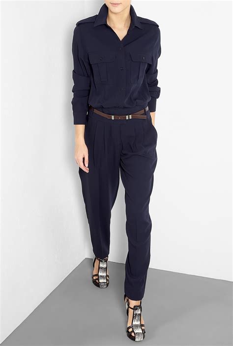 michael kors jumpsuit navy|michael kors denim jumpsuit.